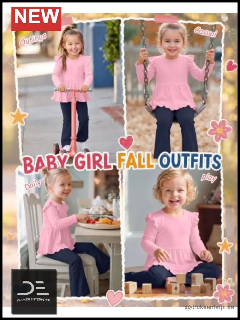 Toddler Girls 2-Piece Ruffle Long Sleeve Top & Flare Pants Set